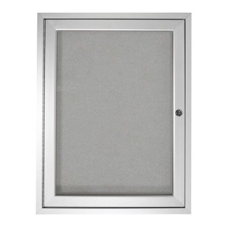 Ghent Enclosed Bulletin Board - Outdoor / Indoor - Vinyl - 36"" x 30"" H - Silver -  GHENT MANUFACTURING
